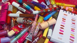 ASMR Over Describing my Lip Product Collection (Whispered, Swatching)
