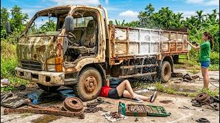 Young Girl Repairs And Restarts an 8 Ton Hyundai Truck Abandoned For 39 Years | From Start to Finish