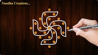 Easy  and simple kolam with dots, Melikala muggulu, sikku kolam designs #rangoli #kolam # muggulu