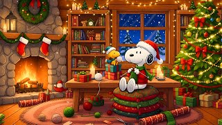 🎁 Snoopy’s Christmas Knitting Time🧶Cozy Holiday Lofi Room Peaceful Moments 🎄Calm Lofi Winter Study