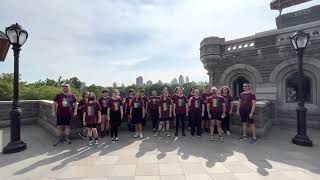 Members of Major Minors and GenOUT singing in Central Park, NYC, July 2022