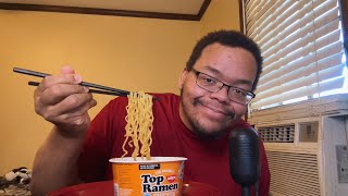 ASMR Eating Top Ramen & Reviewing Movie "Nosferatu 2024"(Spoilers) | New Mic, Whispering Ramble