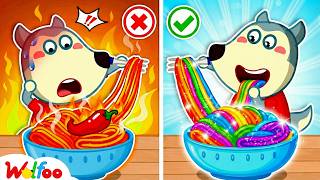 Rainbow Noodles vs Spicy Noodles 🍜 Wolfoo Tries the Best Noodles Ever! Wolfoo Channel | Kids Cartoon