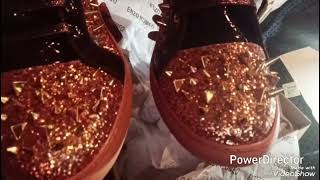 Enzo Romeo black leather and gold spikes shoes unboxing 