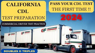 2024 CDL California DMV Written Test - CDL PERMIT PRACTICE TEST - doubles and Triples