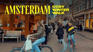 Cozy Morning in Amsterdam, Walking Tour -4K 60FPS 