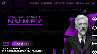 Numpy Tutorial in Tamil | Numpy Basic Math Operation| Statistics in Tamil