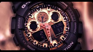 Casio G-Shock Analog-Digital Black and Rose Gold Series Watch | GA100MMC-1A