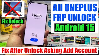 All OnePlus Android 15 FRP Bypass Auto Relock After Reset, Google Account Remove (Without Pc)