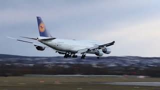 Lufthansa Boeing 747-8 landing at Stuttgart Airport
