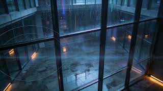 Prism Rain Over Glass Atrium