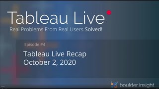 Tableau Live October 2020 - Episode 4