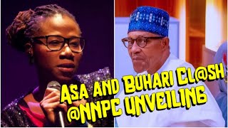 Singer Asa Faces Buhari Sings 'Fire On The Mountain' At NNPC Unveiling