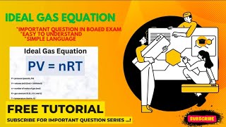 Ideal gas equation | Chemistry | 12th | Important Question Series
