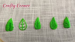 Leaves🌿 Embroidery/5 Amazing Stitches Leaves 🌿 Hand Embroidery🧵🪡 Tutorial  #viralvideo  #DIYCrafts
