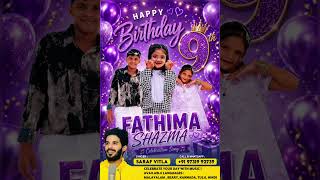 Happy 9th Birthday Fathima Shazma | Malayalam Wishes Song | Singer Saraf Vitla | WhatsApp 9731992739