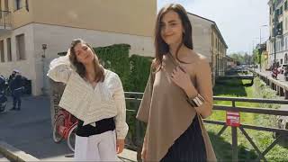 live - italian High end fashion hand made with 2 stunning models in Milan