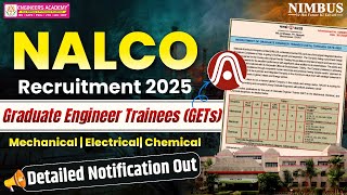 NALCO GET Recruitment 2025 | Eligibility, Vacancy & Notification Out | Complete जानकारी