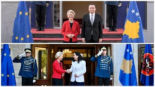 Albin Kurti dhe Vjosa Osmani presin Ursula von der Leyen