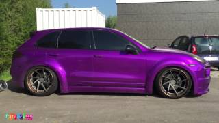 Spotted | Candy purple slammed Porsche Cayenne from Romania