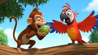 The Monkey and the Parrot Story | Heart Touching Moral Cartoon Story | Friendship Animation