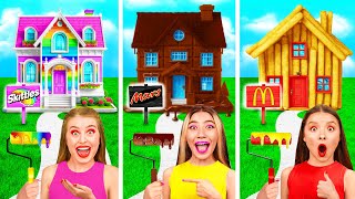 One Colored House Sweets vs Chocolate vs Fast Food | Funny Moments by GoFun Challenge