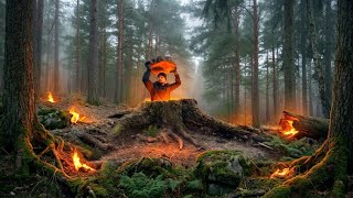 Building a Secret Extreme Survival Shelter Inside a Giant Tree Stump