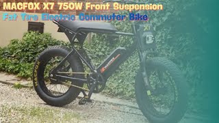 MACFOX X7 750W Removable Battery Front Suspension Fat Tire Electric Commuter Bike