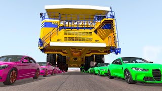 Giant Belaz vs Cars #1 / mass destruction of cars / Stressed With Huge Trucks / BeamNG.drive
