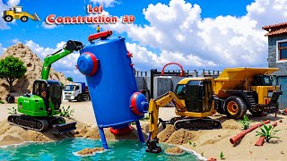 Construction Works: Epic Water Tank Setup with Excavators!