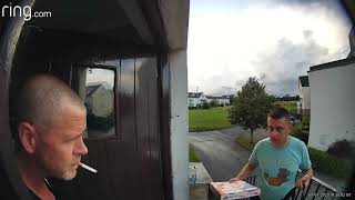 Ring Door cam, weird pizza guy.Funny😅read description.