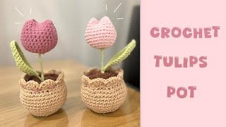 How to Crochet a Tulip in a Pot 🌷 | Easy Crochet Tulip & Pot Tutorial!