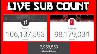 MUSIC VS T_SERIES LIVE SUB COUNT: CELEBRATING  100MILLION