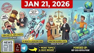 ⚡NEP 2026 | Bangladesh Mission | Constitutional Tort ⚖️| WEF Investments 💰| 21st January UPSC CSE...