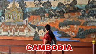 Ramayana Mural inside the Royal Palace complex in Cambodia (4K)