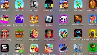 Roblox,Scary Teacher 3D,Evil Grandma,Poppy Playtime 4,Hide In The Backroom,Stumble Guys,Free Fire..