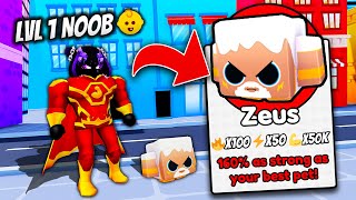 Starting Over as NOOB with GOD PET in Superhero Legends! (Roblox)
