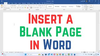 How to Insert a Blank Page in Word | Add Blank Page | Add New Page