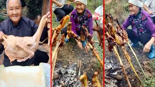 Grandma Cooking at Field , Life Natural !