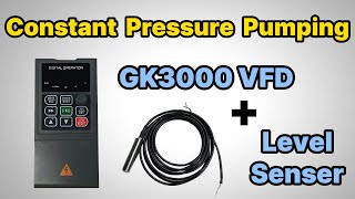 Constant Pressure Water Pump Control with Upgraded GK3000 VFD (with internal 24VDC as sensor supply)