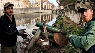 They threw all the street furniture into the water! Magnet fishing