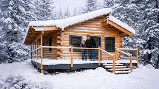 Building a Wooden Cabin From Scratch in Heavy Snow ❄️ Incredible Result