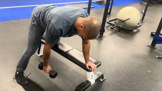Bench position bent over DB one armed row