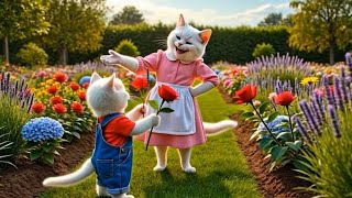 Mom Cat and Kitten Make Money Selling Flowers | 2026 Feel Good Story |We Grew Flowers and Started 