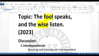 The fool speaks and wise listen English essay preci lecture 18 by sir hasnain jilani #cssprep #pms