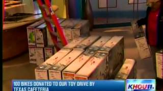 Texas Cafeteria donates 100 bikes to the 2012 KHOU Secret Santa Toy Drive!