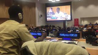Leo Nupolu-Johnson Speaks at the United Nations International Dialogue on Migration 2019