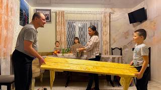 Father & Son Build a Rustic Bench 🪵 Cozy Carpathian Family Life & Traditional Food