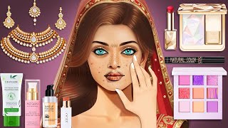ASMR 🎧  makeup animation Transformation💄✨  | Indian bride's makeup and skin care with luxury Brands