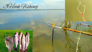 मछली पकड़ने का तरीका | 3Hook Fishing | Indian Fishing In Villages | Hyderabad Fishing Videos